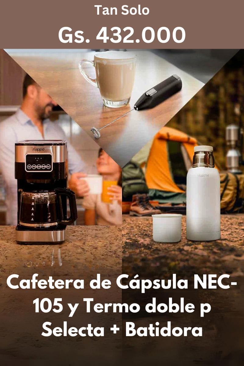 Promo Nappo: Cafetera digital + Termo doble pared + Batidor para leche