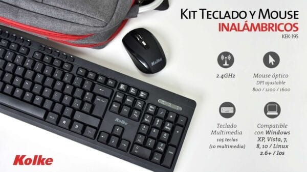 Kolke combo teclado y mouse inalámbricos KEK-195 - Imagen 3
