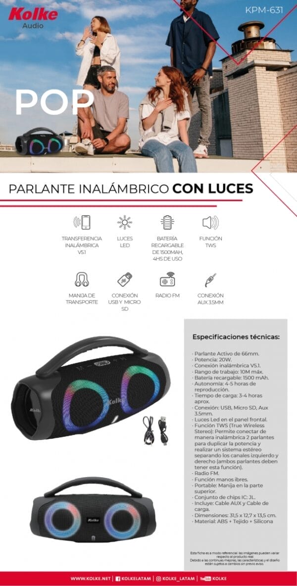 Kolke Parlante Inalámbrico Pop KPM-631 - Imagen 4