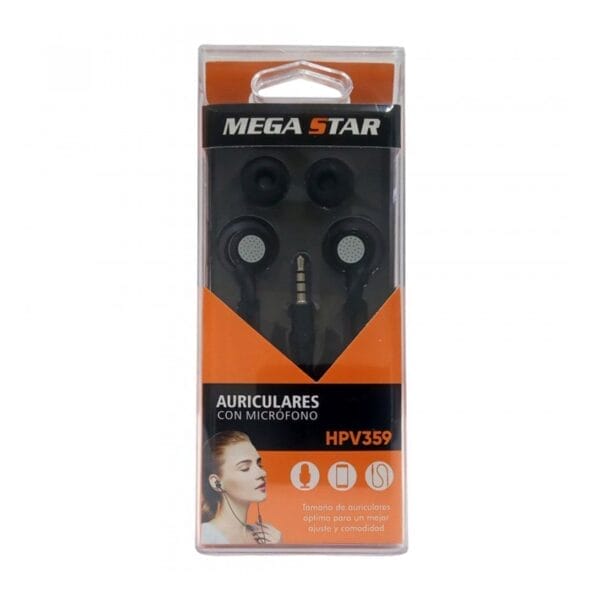 Auricular Mega Star HPV359 3.5 mm - Negro
